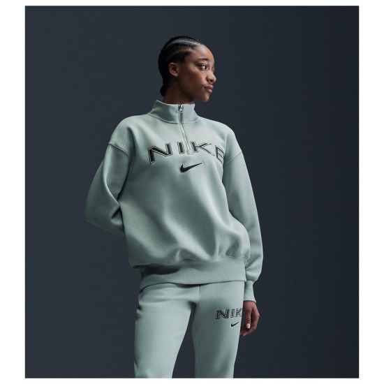 Nike Γυναικείο φούτερ Sportswear Phoenix Fleece Oversized 1/4 Zip Logo Top Nike Γυναικείο φούτερ Sportswear Phoenix Fleece Oversized 1/4 Zip Logo Top
